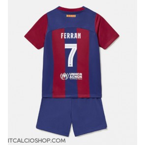 Barcelona Ferran Torres #7 Prima Maglia Bambino 2023-24 Manica Corta (+ Pantaloni corti)